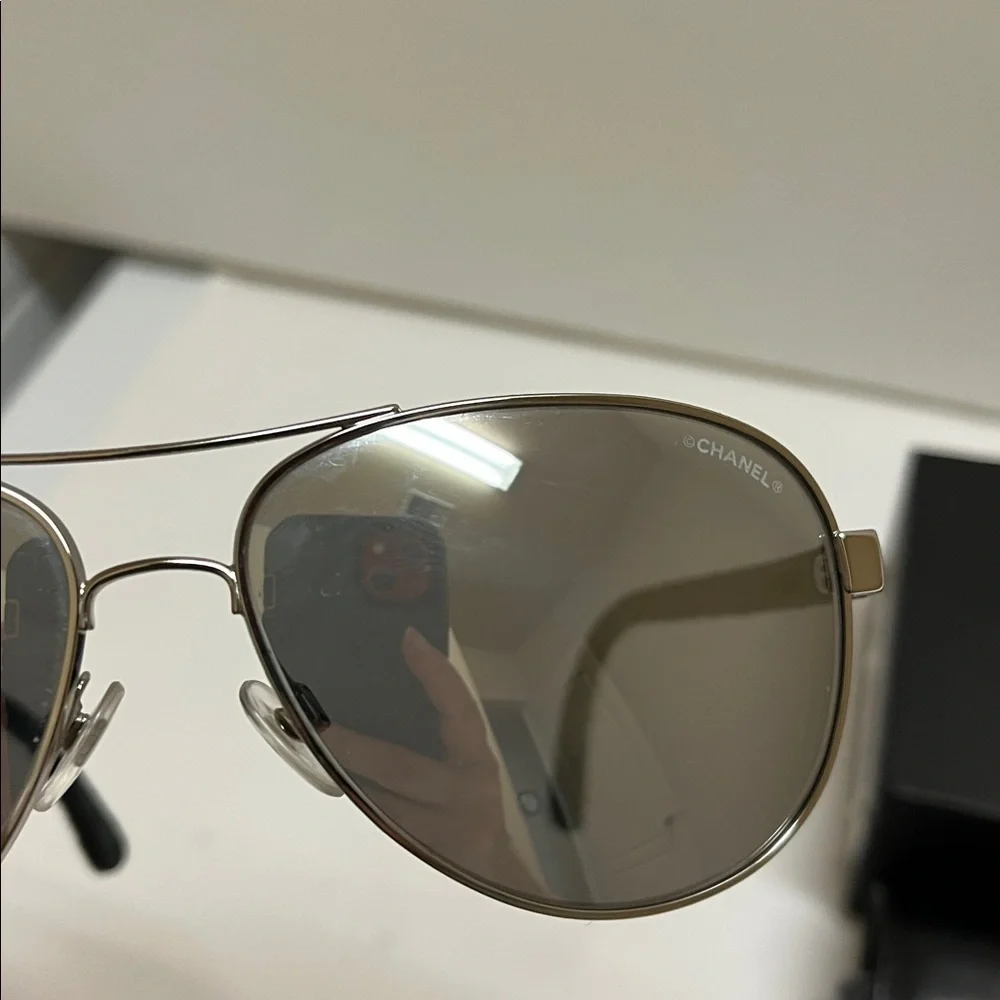 Chanel Metallic Aviator Sunglasses